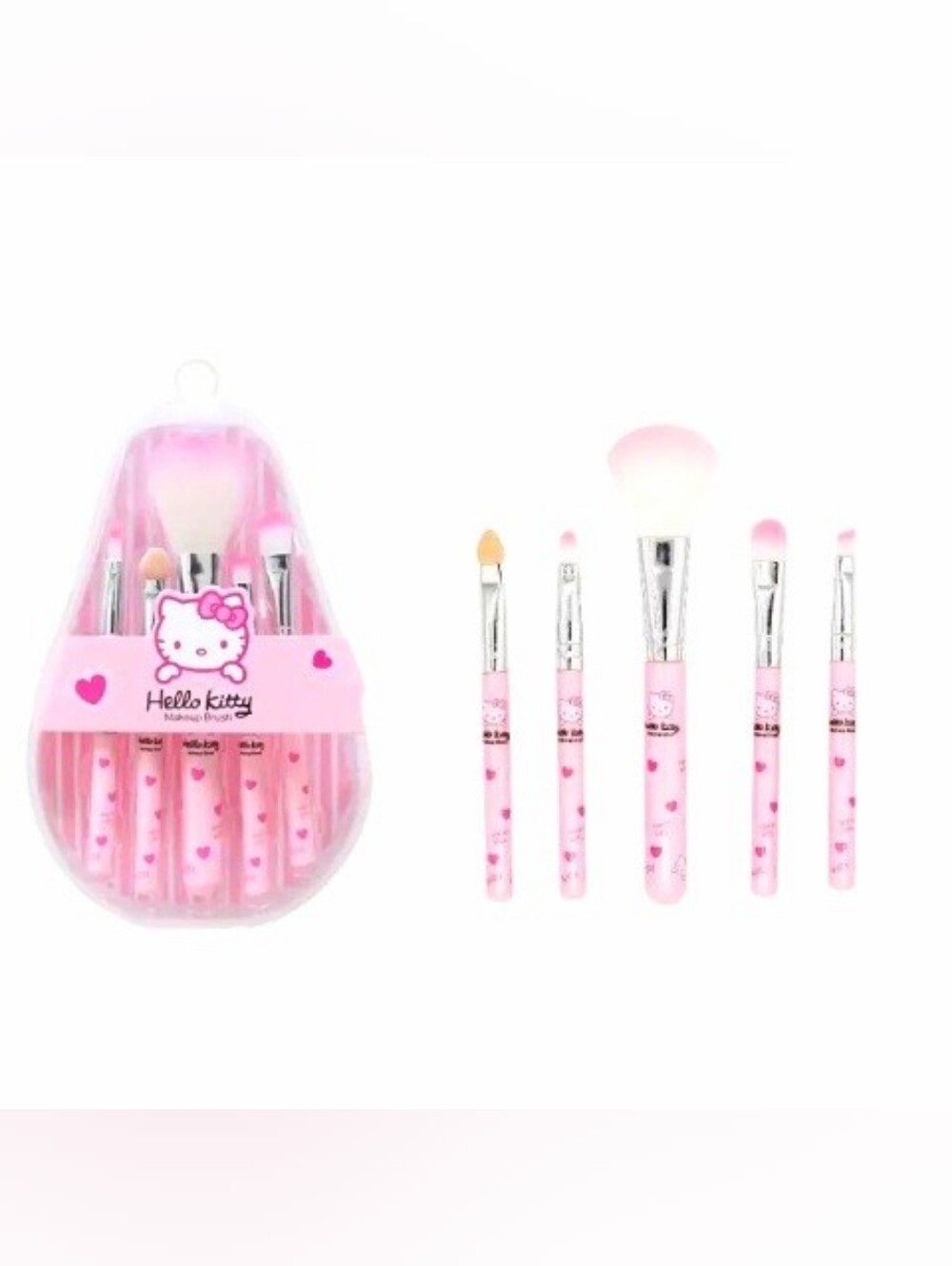 NWT! Hello Kitty Pink Makeup Brush Set with Case! Cosmetics - Picture 2 of 5